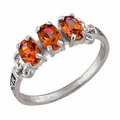 Серебряное кольцо с оранжевым фианитом