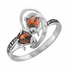 Серебряное кольцо с оранжевым фианитом