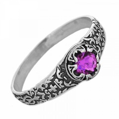 Серебряное кольцо с розовым фианитом