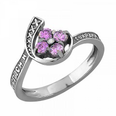 Серебряное кольцо с розовым фианитом