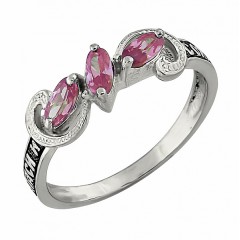 Серебряное кольцо с розовым фианитом