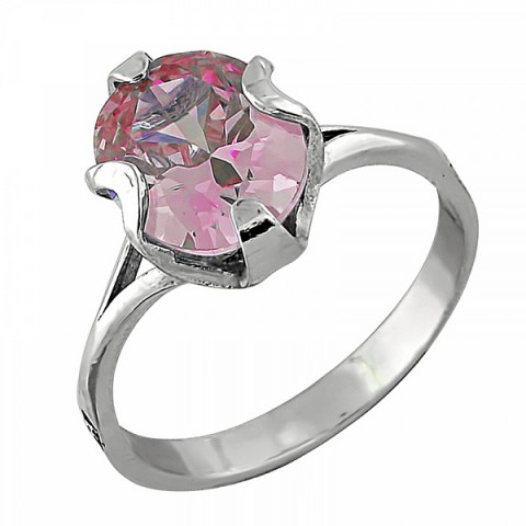 Серебряное кольцо с розовым фианитом