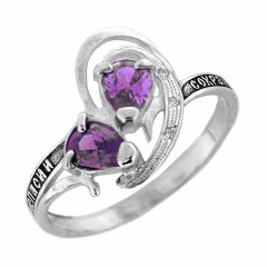 Серебряное кольцо с розовым фианитом