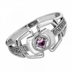 Серебряное кольцо с розовым фианитом