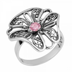 Серебряное кольцо с розовым фианитом