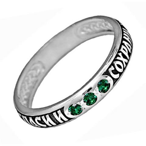 Серебряное кольцо с зеленым фианитом