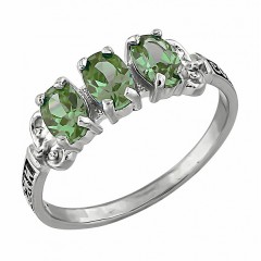 Серебряное кольцо с зеленым фианитом