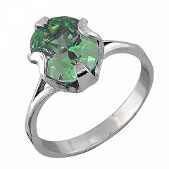 Серебряное кольцо с зеленым фианитом