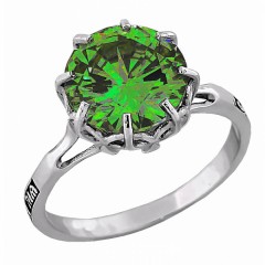 Серебряное кольцо с зеленым фианитом