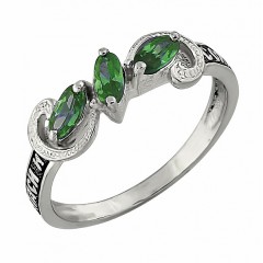 Серебряное кольцо с зеленым фианитом