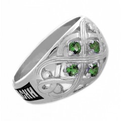 Серебряное кольцо с зеленым фианитом