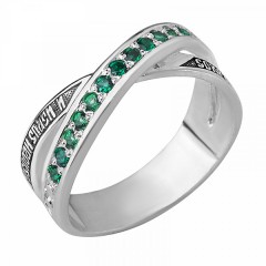 Серебряное кольцо с зеленым фианитом