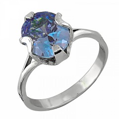 Серебряное кольцо синий фианит