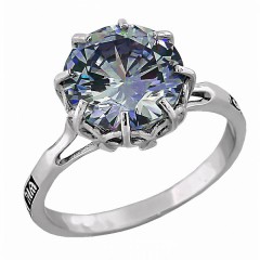 Серебряное кольцо синий фианит