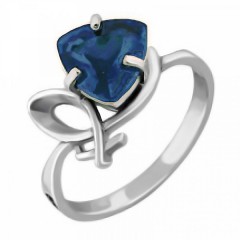 Серебряное кольцо синий фианит