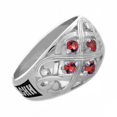 Серебряное кольцо с красным фианитом