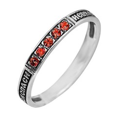 Серебряное кольцо с красным фианитом
