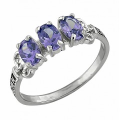 Серебряное кольцо сиреневый фианит