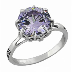 Серебряное кольцо сиреневый фианит