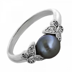 Серебряное кольцо с черным жемчугом