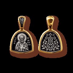 Серебряная подвеска с позолотой Николай Чудотворец