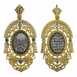 Серебряная подвеска с позолотой Семистрельная Божия Матерь