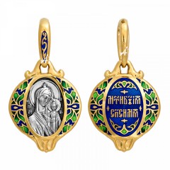 Серебряная подвеска с позолотой Казанская Божия Матерь