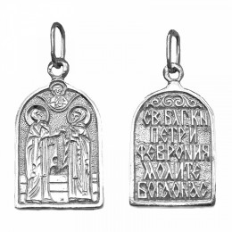 Серебряная подвеска Петр и Феврония