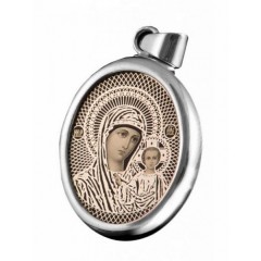 Серебряная подвеска Казанская Божия Матерь