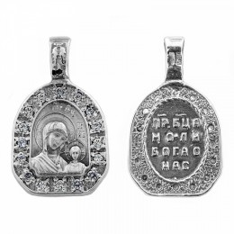 Серебряная подвеска Казанская Божия Матерь
