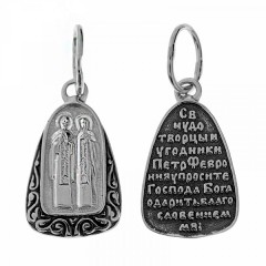 Серебряная подвеска Петр и Феврония